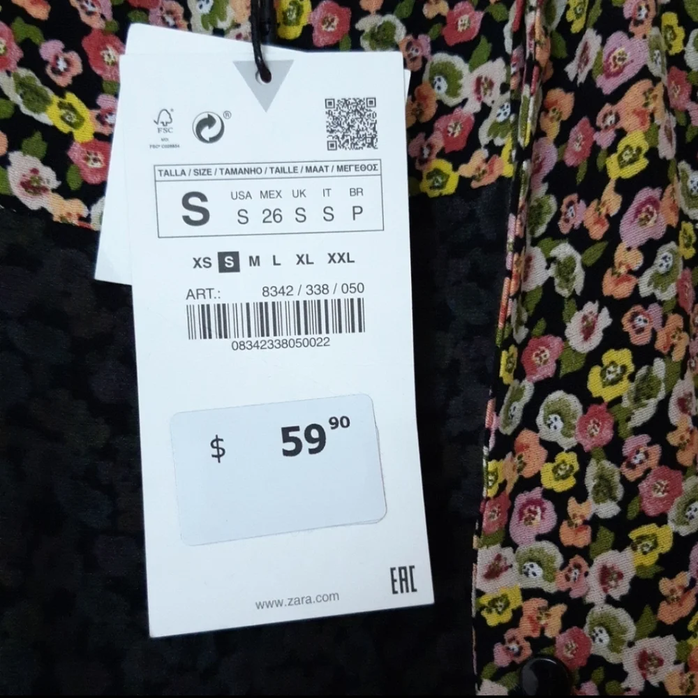 Zara Floral Print Mini Dress Shirt - Picture 10 of 11